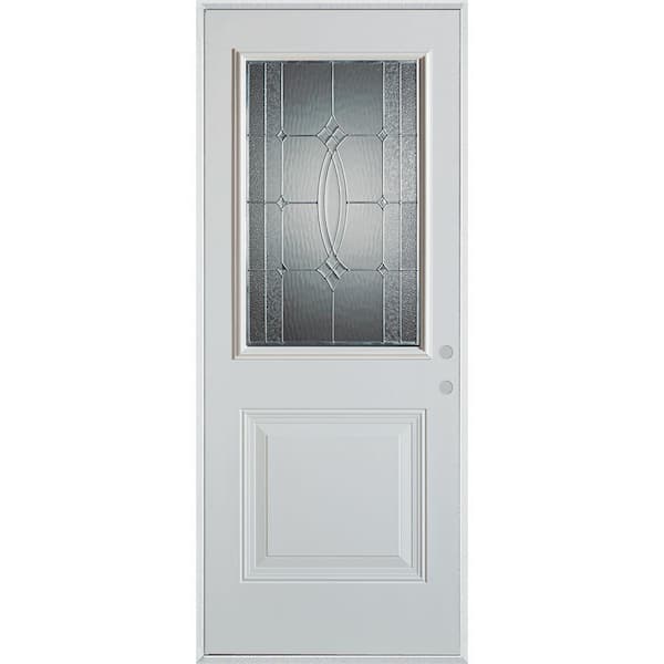 Stanley Doors 36 in. x 80 in. Diamanti Zinc 1/2 Lite 1-Panel Painted White Left-Hand Inswing Steel Prehung Front Door