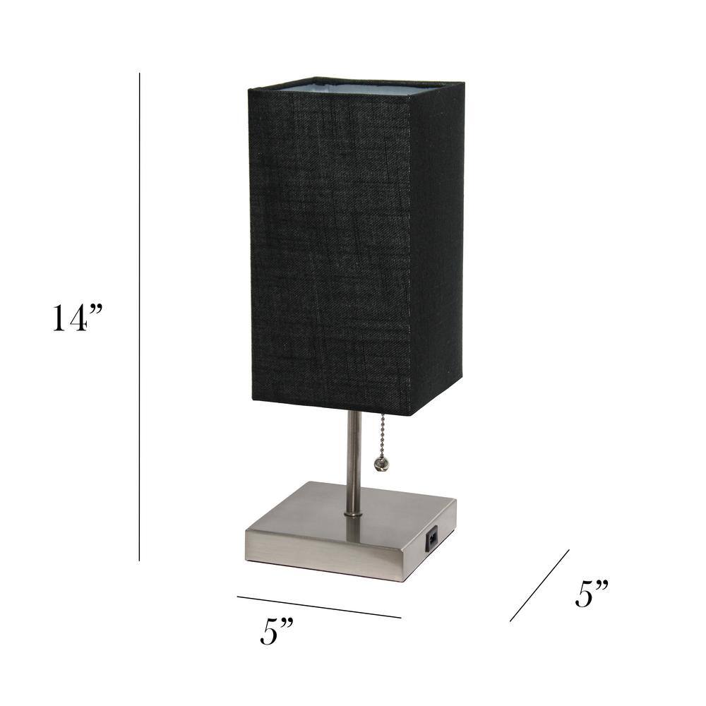 Petite Black Fabric Shade Table Lamp with USB Charging Port