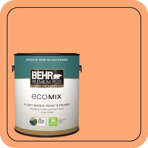 1 gal. #240B-4 Marmalade Semi-Gloss Enamel EcoMix Plant-Based Interior Paint & Primer