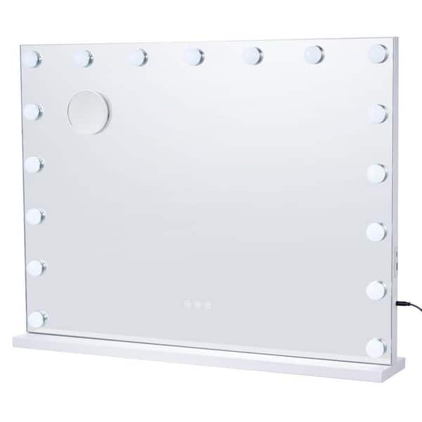 Hollywood Vanity Mirror With Lights, 24.5 in. W x 5.4 in. H Modern Classic Art Deco Square, Dimmable Bulbs and3 Color