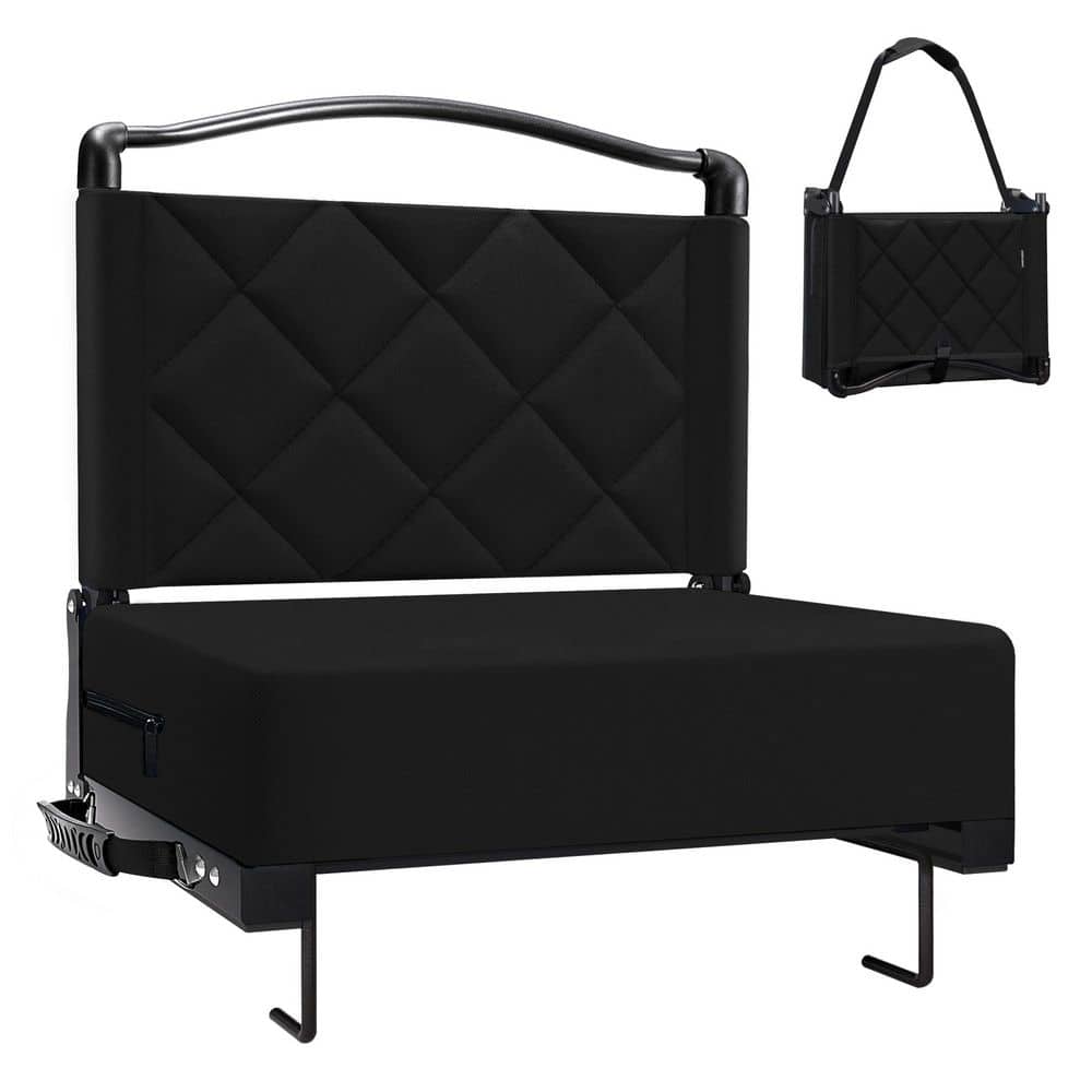 Black Stadium Seat Chair w/ Back Support Cushion, Shoulder Strap and Handle, Hold up 400 lbs. Comfort for Sports Events price history on PriceWatchPro
