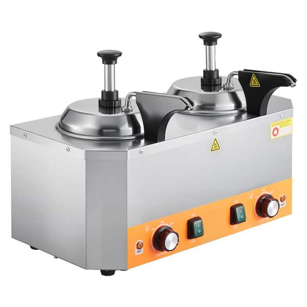 SKYSHALO Electric Cheese Dispenser with Pumps, 2. 4x2 L, Commercial, Temp Adjustable 86-230℉, with Stainless Steel surface