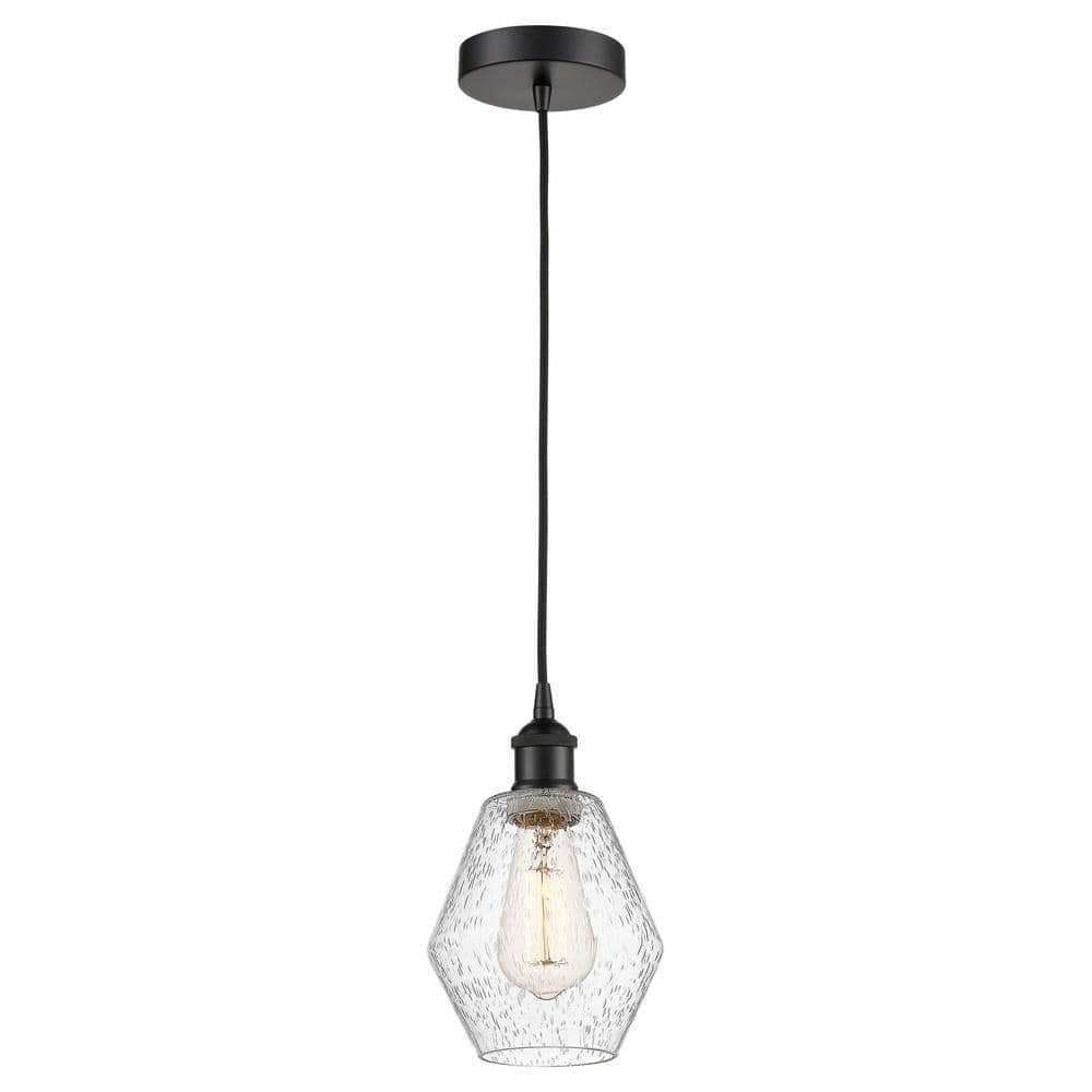 Cindyrella 60-Watt 1-Light Matte Black Standard Mini Pendant Light with Seeded Glass Shade, No Bulbs Included price history on PriceWatchPro