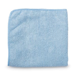 16 in. x 16 in. Light Commercial Blue Microfiber Cloth (24-Count)