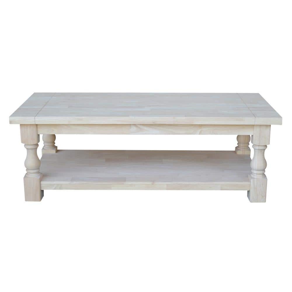 Tuscan Unfinished Solid Parawood Rectangular Coffee Table