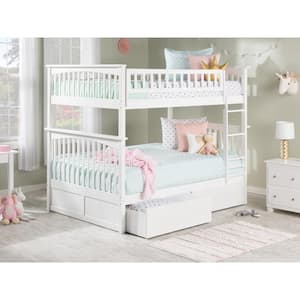 Columbia White Full over Full Bunk Bed with 2 Urban Bed Drawers