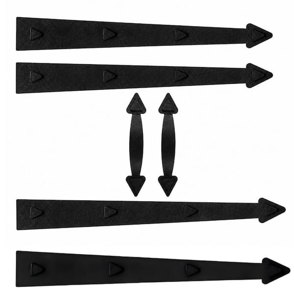 6-Pack Weatherproof Magnetic Garage Door Hardware, Classic Faux Style, Matte Black Finish, Decorative Hinges and Handles