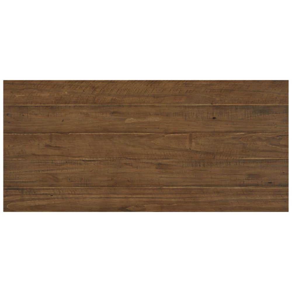 Light Brown Pine Wood Sofa Table with Slatted Shelf