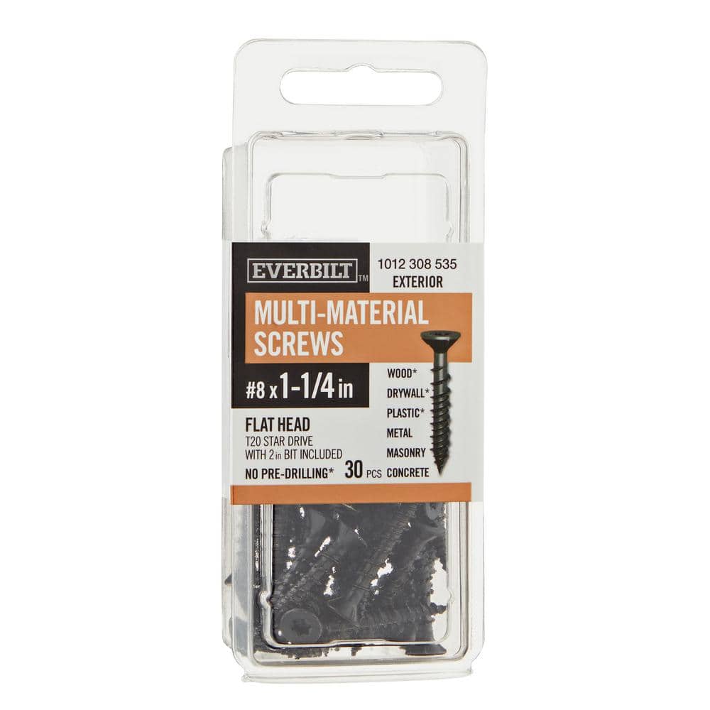"#8 x 1-1/4 in. Black 6-Lobe Torx Drive Exterior Flat Head Multi-Material Screw (30-Pack)" price history on PriceWatchPro
