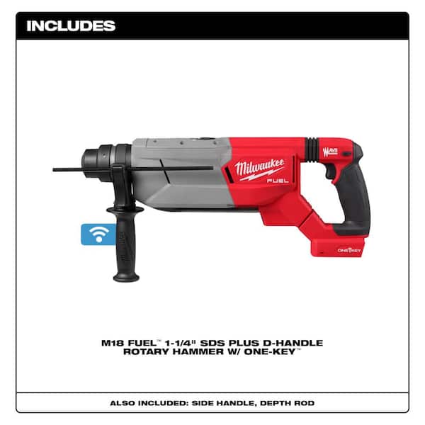 M18 FUEL ONE-KEY 18V Lithium-Ion Brushless Cordless 1-1/4 in. SDS-Plus D-Handle Rotary Hammer w/M18 FUEL Angle Grinder