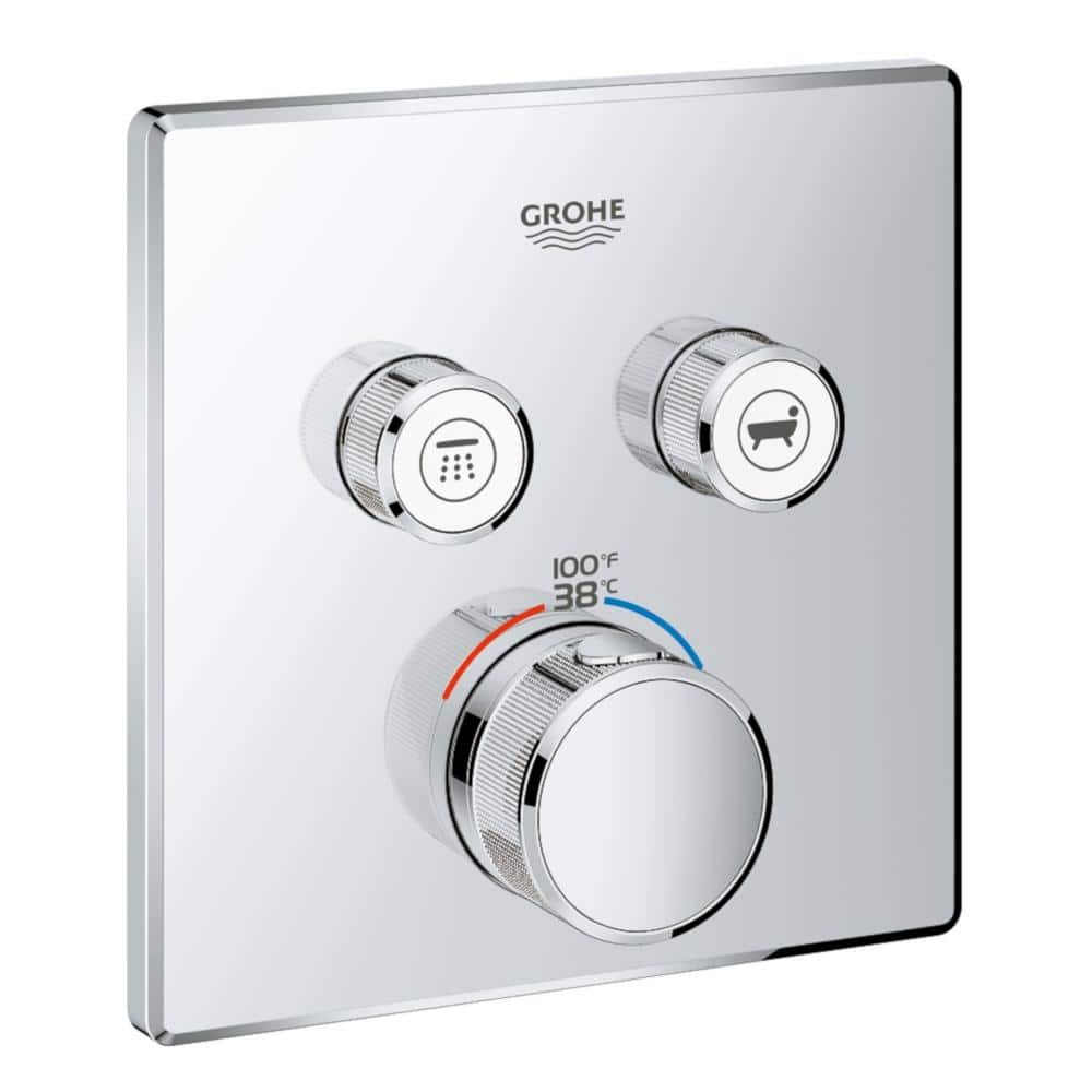 Modern Chrome Wall-Mounted Shower Trim with Push-Button Diverter