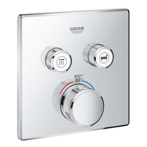 Grohtherm Smart Control Dual Function Square Thermostatic Trim with Control Module in Starlight Chrome