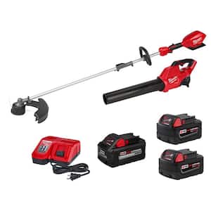 M18 FUEL 18V Brushless Cordless String Trimmer/Blower Combo kit with 8 Ah Battery and two 5 Ah Batteries
