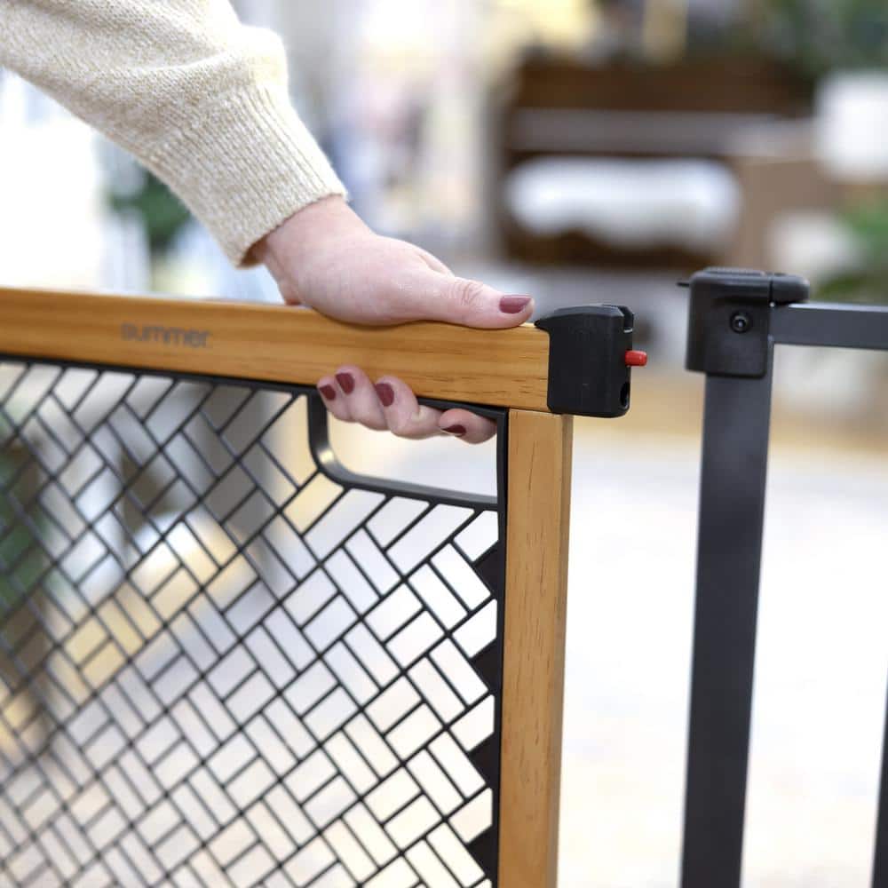 Honey Oak and Metal Extra Wide Safety Gate
