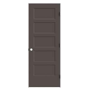 28 in. x 80 in. 5-Panel Bayshore Left-Hand Hollow Willow Wood Molded Composite Single Prehung Interior Door w/Flat Jamb