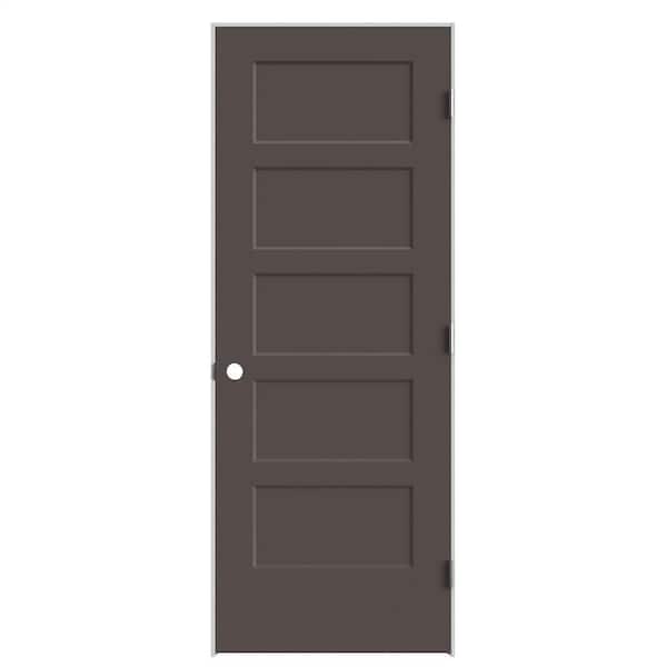 Masonite 30 in. x 80 in. 5-Panel Bayshore Left-Hand Hollow Willow Wood Molded Composite Single Prehung Interior Door Flat Jamb