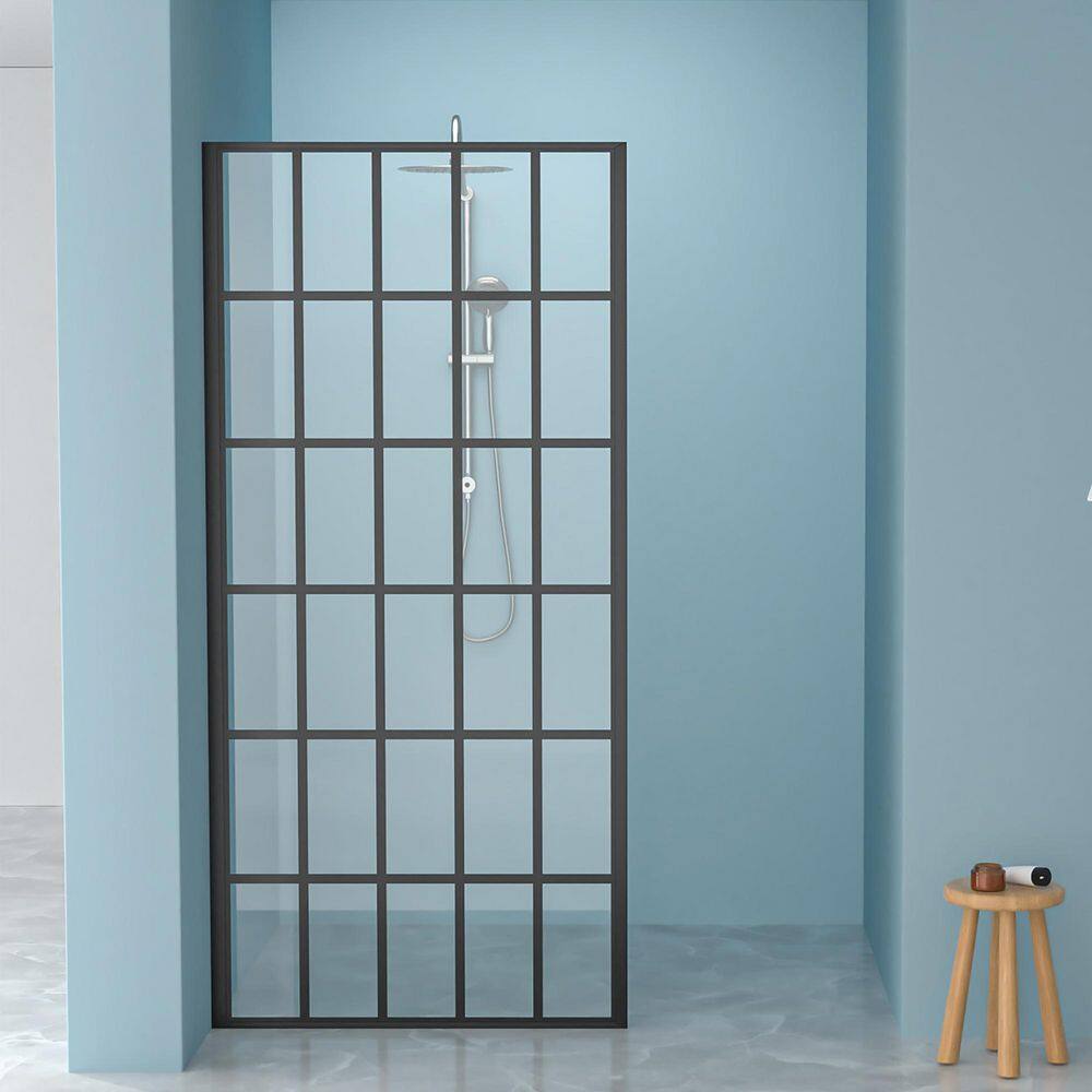38 in. W x 72 in. H Fixed Semi-Frameless Shower Door in Matte Black Finish with Pattern Glass price history on PriceWatchPro