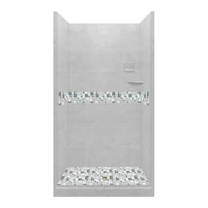 Newport 42 in. L x 42 in. W x 80 in. H Alcove Shower Kit with Shower Wall and Shower Pan in Portland Cement