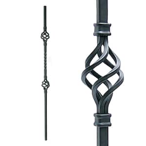 Stair Parts 44 in. x 5/8 in. Satin Black Double Basket Iron Baluster for Stair Remodel