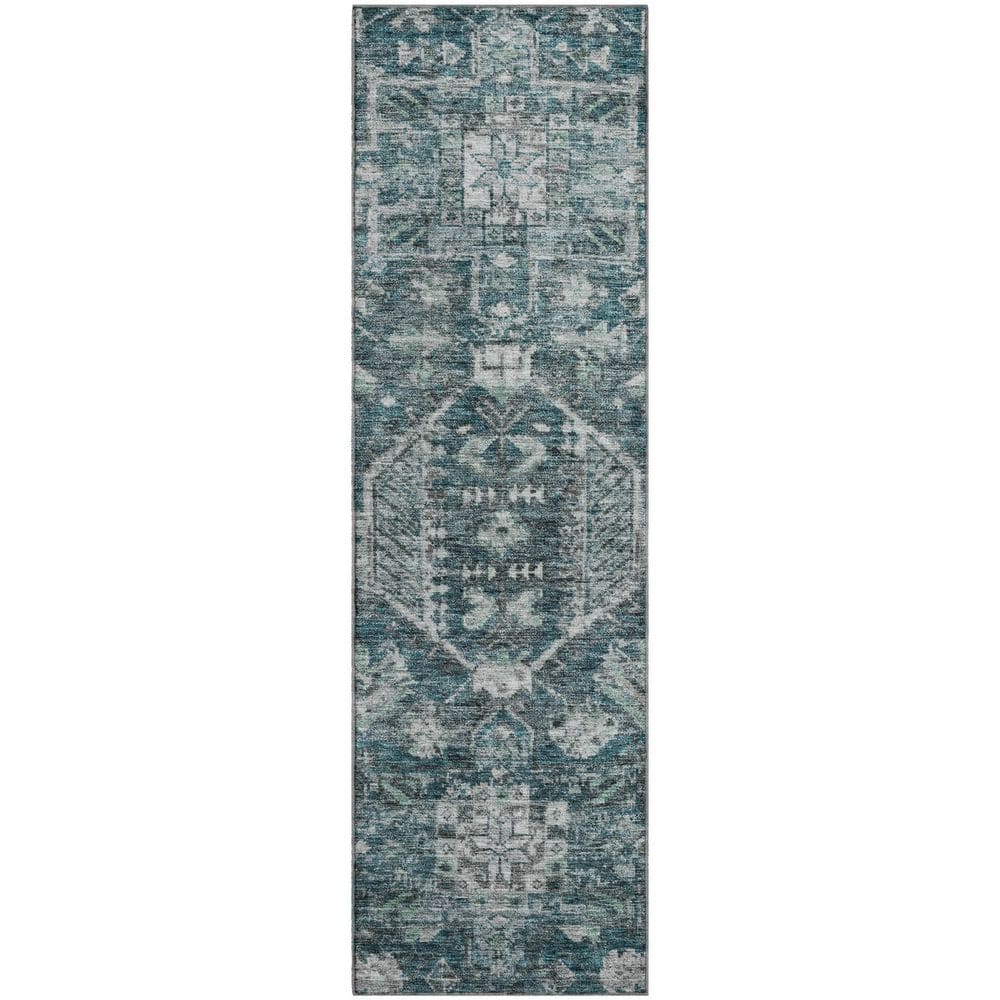 Mayfield Premium Machine Washable Abstract AMF2356 Teal 2 ft. x 7 ft. Runner Rug price history on PriceWatchPro