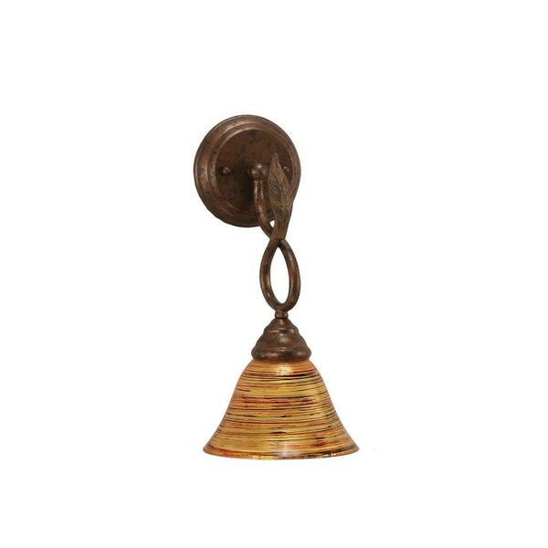 Filament Design 1-Light Bronze Wall Sconce with Firre Saturn Glass Shade