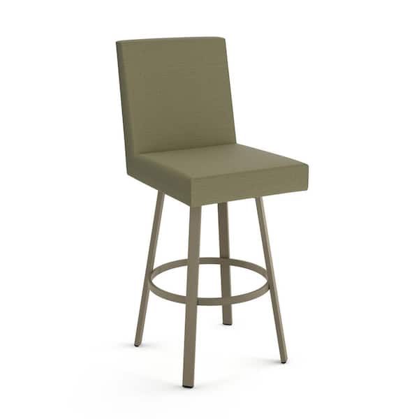 Amisco Hartman 26.5 in. Khaki Green Fabric/Grey Metal Counter Stool