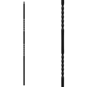 Stair Parts 44 in. x 1/2 in. Satin Black Double Twist Iron Baluster for Stair Remodel