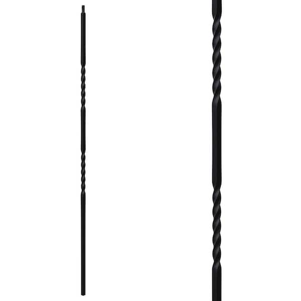 EVERMARK Stair Parts 44 in. x 1/2 in. Satin Black Double Twist Iron Baluster for Stair Remodel