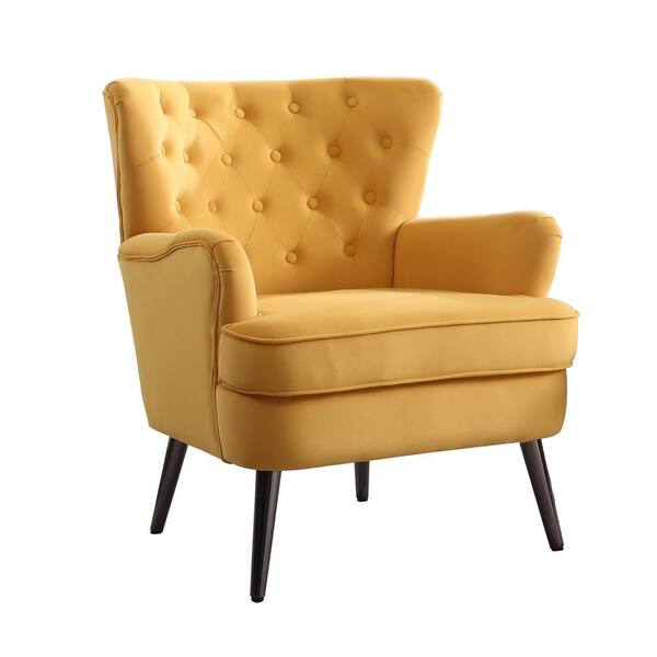 Tatahance Yellow Velvet Fabric Sofa Slipper Arm Chair W155782238-Z ...