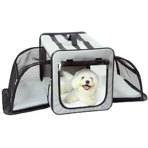 Medium Grey Capacious Dual Expandable Wire Folding Lightweight Collapsible Travel Pet Dog Crate