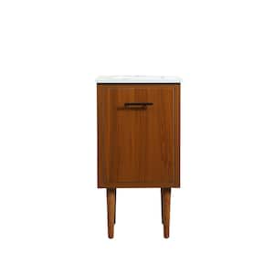 Simply Living 18 in. W x 19 in. D x 33.5 in. H Bath Vanity in Teak with Ivory White Engineered Marble Top