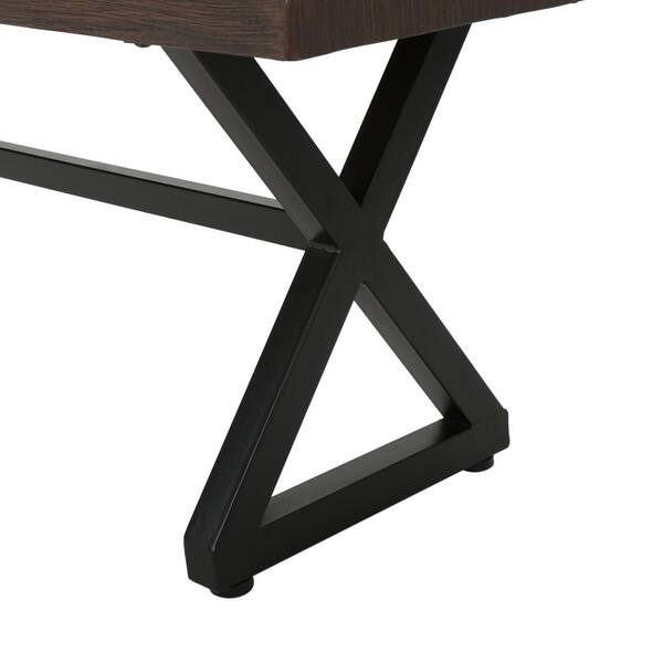 Unbranded - Brown 15 in. W x 63 in. L x 18 in. H Outdoor Park Aluminum Bench with Steel Frame