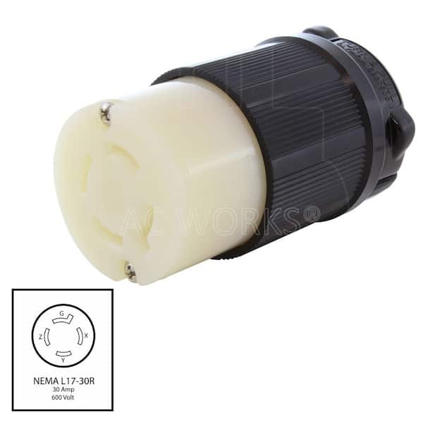 AC WORKS NEMA L17-30P 3-Phase 30A 600V 4-Prong Locking connector