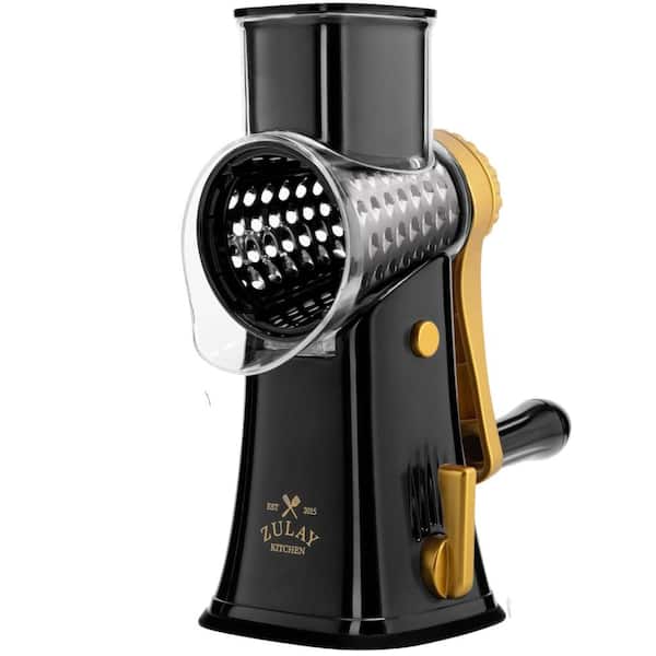 Rotary Cheese Grater 5-Blade Manual Hand Crank with Suction Base & 5 Interchangeable Drums