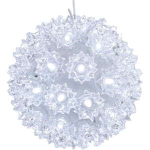 5 in. Indoor/Outdoor Lighted Ball Hanging Decor - White