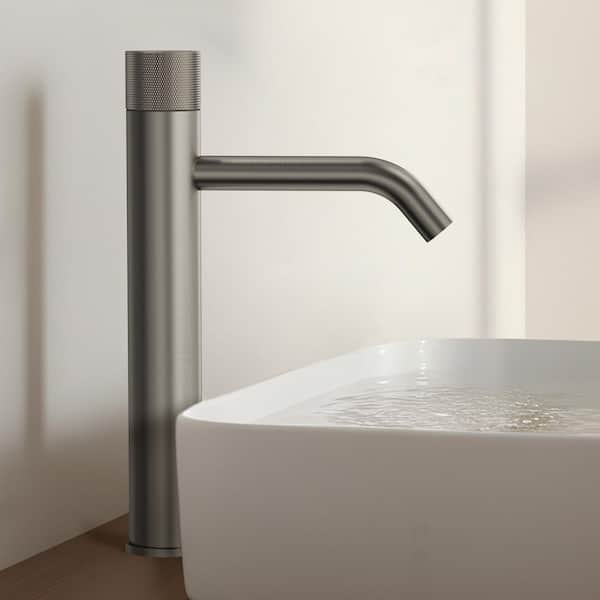 Single Handle Single Hole Bathroom Faucet with Valve in Brushed Nickel (1-Pack)