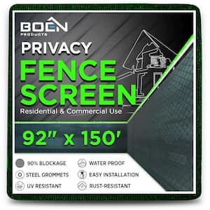 92 in. x 150 ft. Green Privacy Fence Screen Netting Mesh with Reinforced Grommet for Chain link Garden Fence