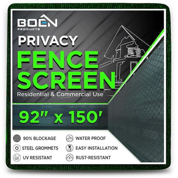 BOEN 92 in. x 150 ft. Green Privacy Fence Screen Netting Mesh with Reinforced Grommet for Chain link Garden Fence