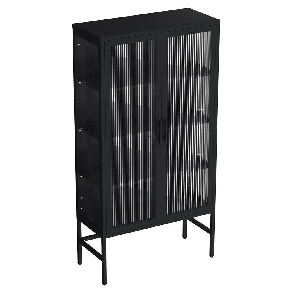 31.50 in. W x 12.60 in. D x 61.02 in. H Black Linen Cabinet with Adjustable