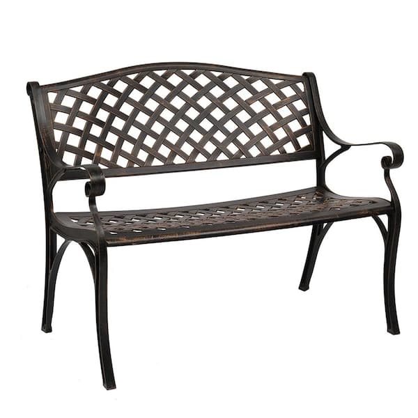 Wateday Patio 40.5 in. 2-Person Bronze Aluminum Outdoor Bench