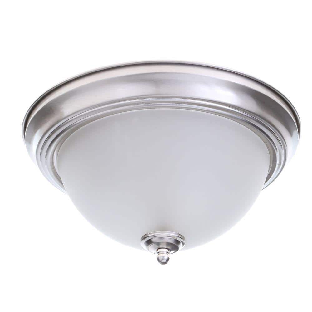 13-Inch Brushed Nickel and Frosted Glass Flush Mount Light