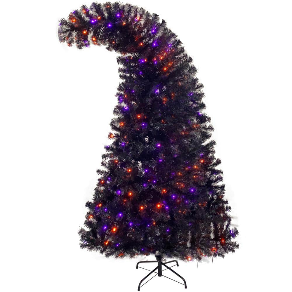 6 ft. Black Grinch Style Artificial Bendable Hinged Holly Christmas Tree Ar