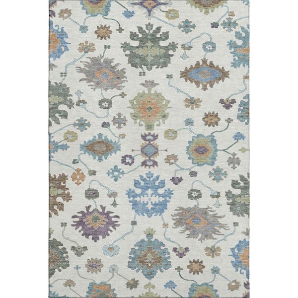Mayfield Premium Machine Washable Abstract AMF2532 Ivory 10 ft. x 14 ft. Area Rug