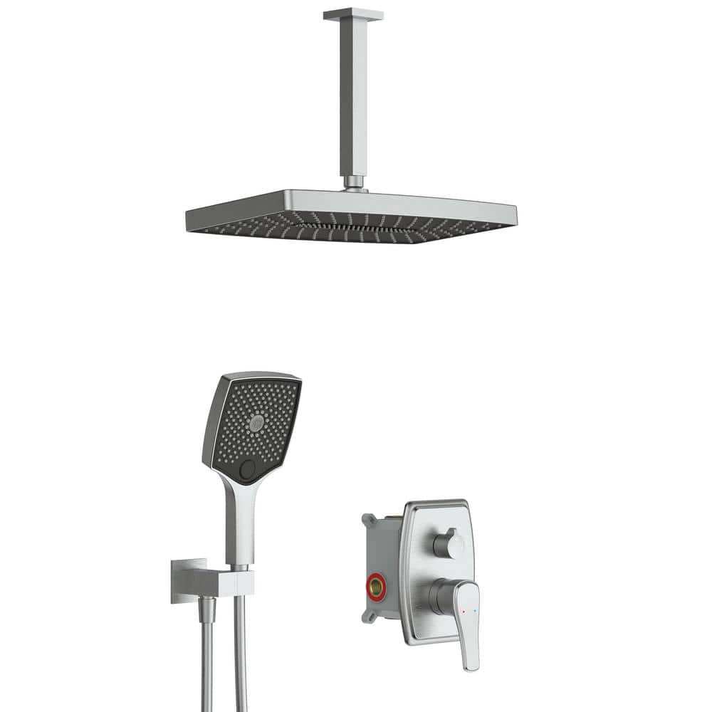 Lukvuzo 3Spray 12 In. Ceiling Shower Head Wall Mount Fixed and