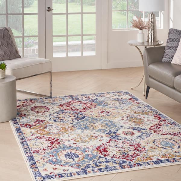 Grafix Blue Multicolor 5 ft. x 7 ft. Medallion Traditional Area Rug