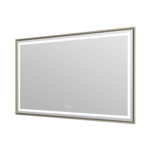 60 in. W x 36 in. H Rectangular Aluminum slope Framed LED light Bathroom Vanity Wall Mount Mirror in Color Champ Gold