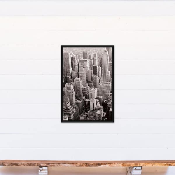 DESIGNS DIRECT 20 in. x 30 in. ''Black & White NYC Rooftops Photograph'' Printed Framed Canvas Wall Art