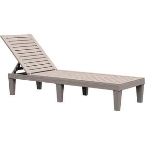 Beige Wood Tex Outdoor Reclining Chaise Lounge (1-Pack)