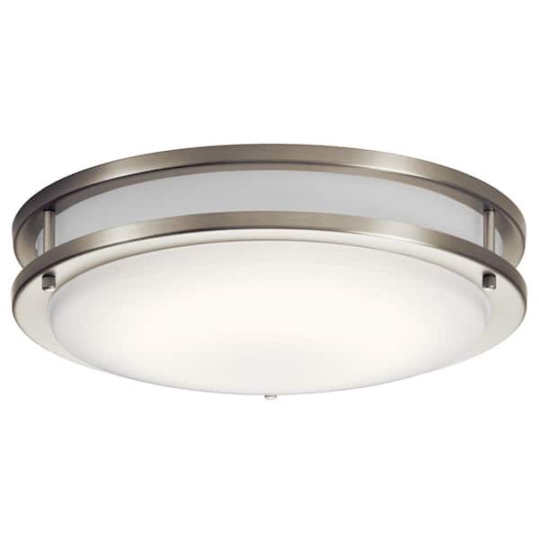 KICHLER Avon 14 in. 1-Light Brushed Nickel Integrated LED Transitional Hallway Flush Mount Ceiling Light