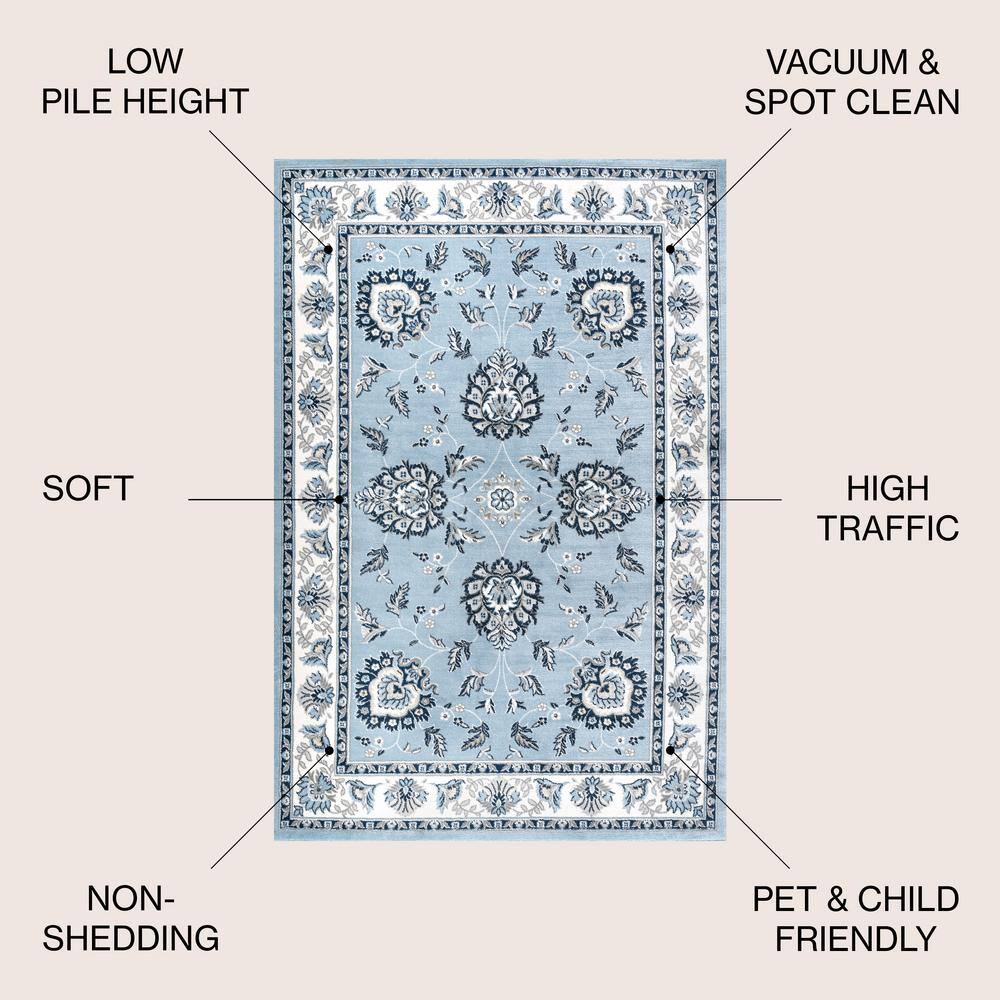 Blue and Gray Reversible Synthetic 4' x 6' Area Rug